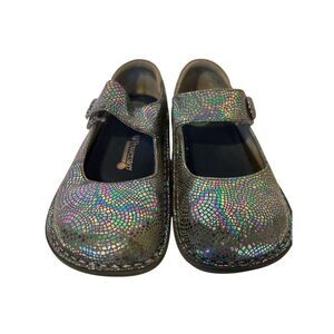 Alegria Women's Paloma Size 8.5 Mary Janes Shoes metallic Rainbow Floral fairy 3
